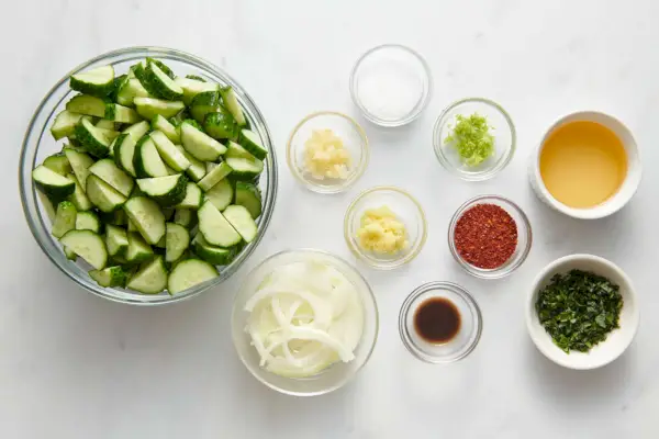 Składniki na szybkie kimchi ogórkowe