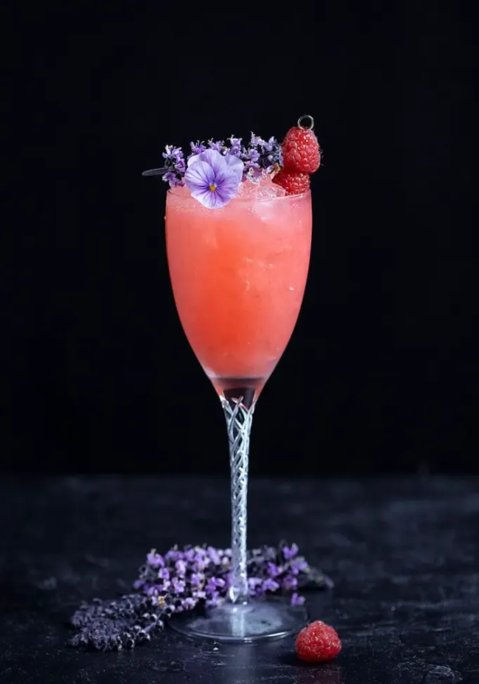 Raspberry Basil Blossom Gin Smash
