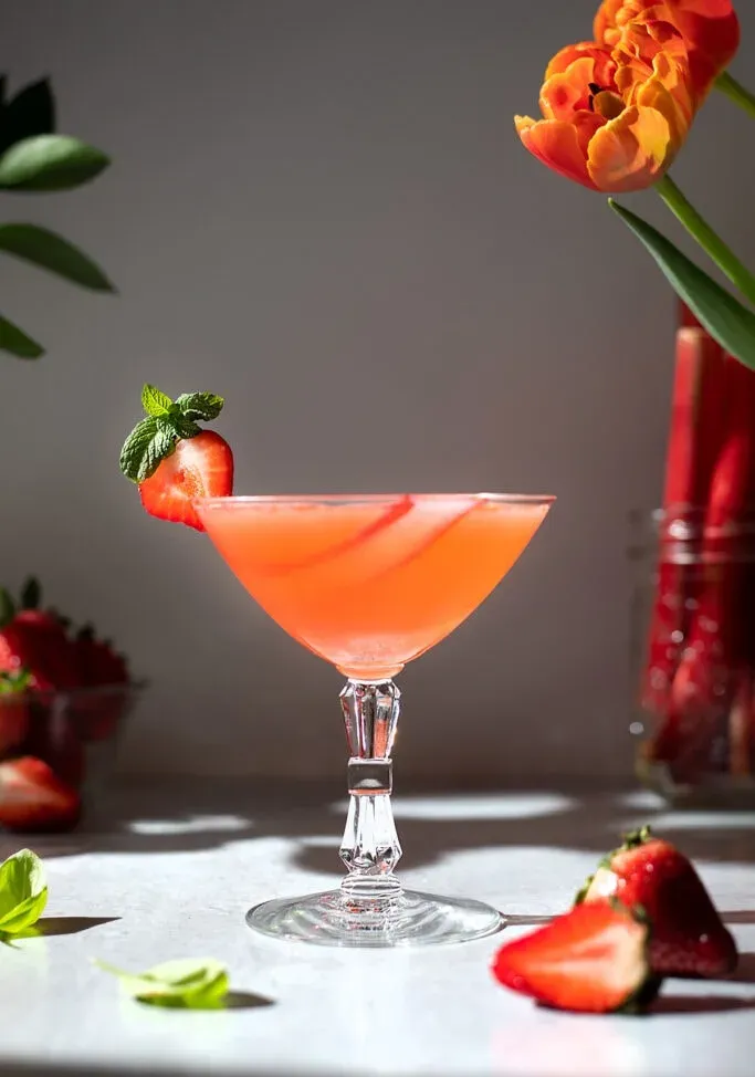 Jahodová rebarbora Gin Sour