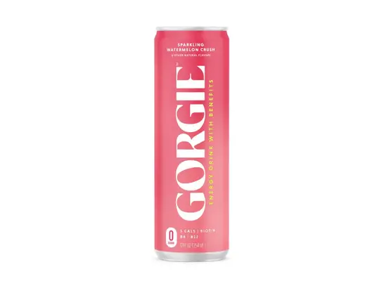 can of GORGIE energy drink on a white background