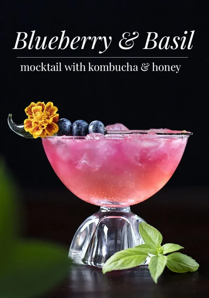 Mocktail Jun Kombucha al mirtillo e basilico' title=