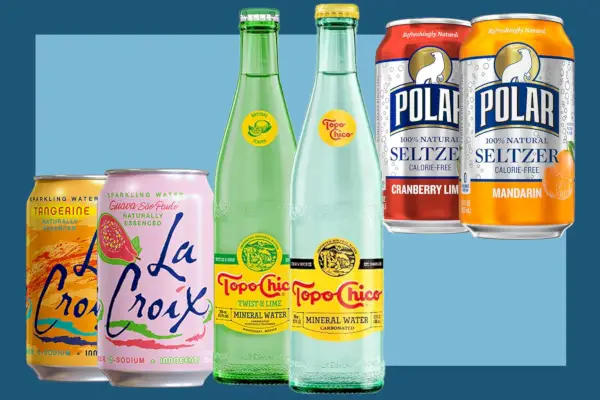 Šumivé vody La Croix, Topo Chico, Polar Seltzer.