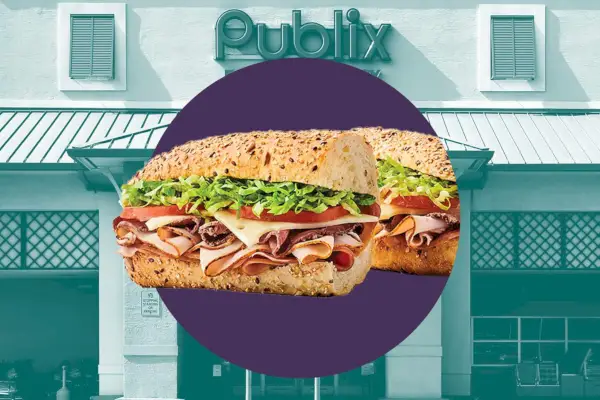 사진 합성에 포함된 Publix 서브 및 매장 전면.