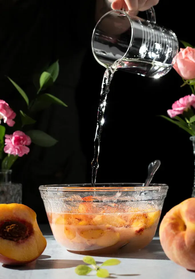 쉬운 신선한 복숭아 시럽 레시피' title=