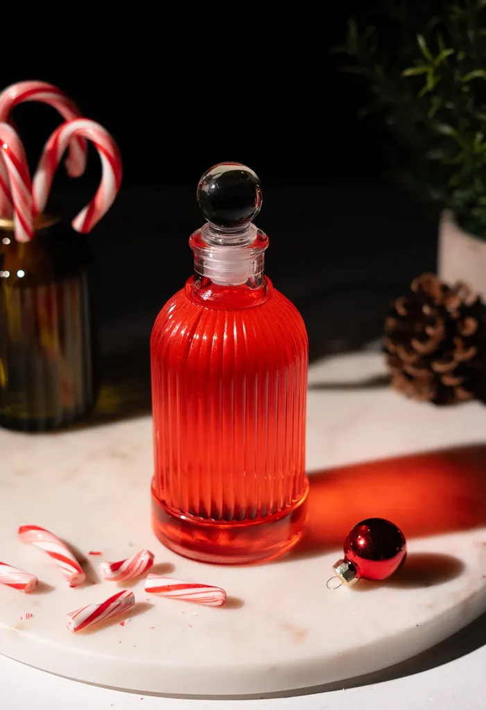 kleine Glasflasche gefüllt mit roter Flüssigkeit.' loading='lazy' title=