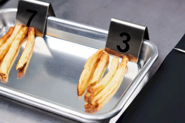 Resultados de la prueba de freír en una mini bandeja para hornear