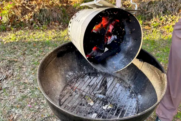 Es wird FOGO Super Premium Lump Charcoal gebrannt